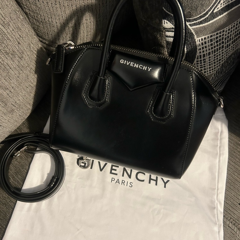Givenchy Black Satchel with Structured Design and Silver Hardware